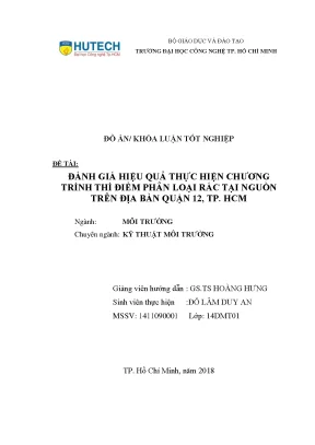 Đồ án tốt nghiệp đánh giá hiệu quả thực hiện chương trình thí điểm phân loại rác tại nguồn trên địa bàn quận 12