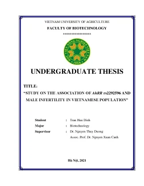 Study on the association of ahrr rs2292596 and male infertility in vietnamese population khóa luận tốt nghiệp