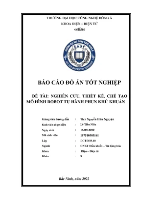 Nghiên cứu thiết kế chế tạo mô hình robot tự hành phun khử khuẩn đồ án tốt nghiệp