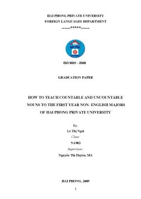 Khoá luận tốt nghiệp how to teach countable and uncountable nouns to the first year non english majors of hai phong private university