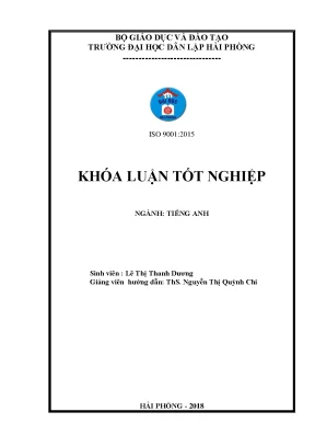 Khoá luận tốt nghiệp a study on translation of english terms relating to hotel management into vietnamese