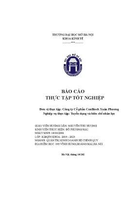 Báo cáo thực tập tốt nghiệp đơn vị thực tập công ty cổ phần confitech xuân phương nghiệp vụ thực tập tuyển dụng và biên chế nhân lực