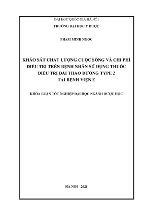 Khóa luận tốt nghiệp khảo sát chất lượng cuộc sống và chi phí điều trị trên bệnh nhân sử dụng thuốc điều trị đái tháo đường type 2 tại bệnh viện e