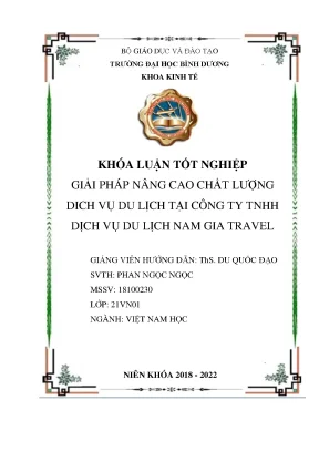Giải pháp nâng cao chất lượng dịch vụ du lịch tại công ty tnhh dịch vụ du lịch nam gia travel khóa luận tốt nghiệp