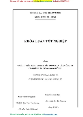 Khóa luận tốt nghiệp phát triển kinh doanh bất động sản của công ty cổ phần xây dựng sông hồng