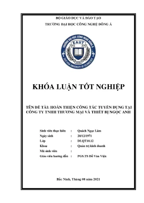 Hoàn thiện công tác tuyển dụng tại công ty tnhh thương mại và thiết bị ngọc anh khoá luận tốt nghiệp
