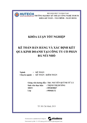 Khóa luận tốt nghiệp kế toán bán hàng và xác định kết quả kinh doanh tại công ty cổ phần đá núi nhỏ
