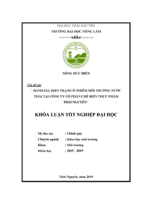 Khóa luận tốt nghiệp đánh giá hiện trạng ô nhiễm môi trường nước thải tại công ty cổ phần bia vicoba thái nguyên