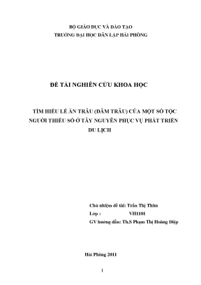 Khoá luận tốt nghiệp tìm hiểu lễ ăn trâu đâm trâu của một số tộc nguời thiểu số ở tây nguyên phục vụ phát triển du lịch