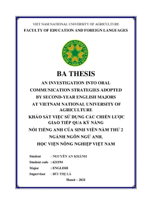 Khóa luận tốt nghiệp an investigation into oral communication strategies adopted by second year english majors at vietnam national university of agriculture