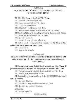 Khoá luận tốt nghiệp thực trạng hệ thống tài liệu nghiệp vụ lễ tân tại khách sạn việt trung