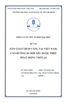 Sàn giao dịch vàng tại việt nam cần hướng đi mới nếu được phép hoạt động trở lại khóa luận tốt nghiệp đại học