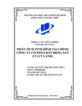 Khóa luận tốt nghiệp phân tích tình hình tài chính công ty cổ phần bất động sản ct ct land