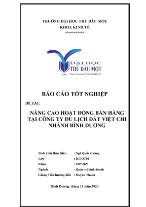 Báo cáo tốt nghiệp nâng cao hoạt động bán hàng trong công ty du lịch đất việt chi nhánh bình dương