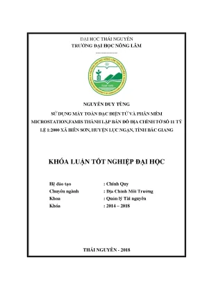 Khóa luận tốt nghiệp ứng dụng công nghệ tin học và thành lập bản đồ số bằng máy toàn đạc điện tử tờ số 11 tỷ lệ 1 2000 xã biên sơn huyện lục ngạn tỉnh bắc giang