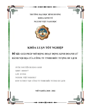 Giải pháp mở rộng hoạt động kinh doanh lữ hành nội địa của công ty tnhh biểu tượng du lịch khóa luận tốt nghiệp