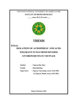 Isolation of acidophilic and acid tolerant fungi from diverse environments in vietnam khóa luận tốt nghiệp