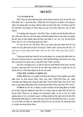 Khoá luận tốt nghiệp đề xuất một số giải pháp nhằm phát triển du lịch kiến thuỵ giai đoạn 2010 2015