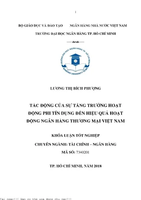 Tác động của sự tăng trưởng hoạt động phi tín dụng đến hiệu quả hoạt động ngân hàng thương mại việt nam khóa luận tốt nghiệp đại học