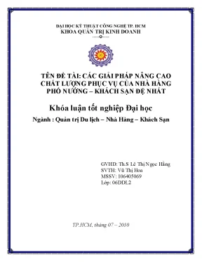 Khóa luật tốt nghiệp quản trị du lịch nhà hàng khách sạn các giải pháp nâng cao chất lượng phục vụ của nhà hàng phố nướng khách sạn đệ nhất