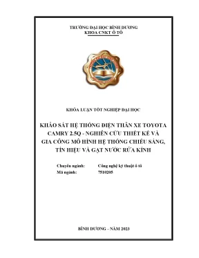Khảo sát hệ thống điện thân xe toyota camry 2 5q nghiên cứu thiết kế và gia công mô hình hệ thống chiếu sáng tín hiệu và gạt nước rửa kính khóa luận tốt nghiệp