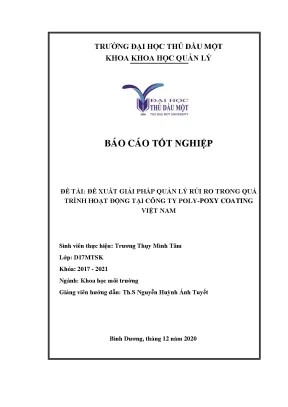 Báo cáo tốt nghiệp đề xuất giải pháp quản lý rủi ro trong quá trình hoạt động tại công ty poly poxy coatings việt nam