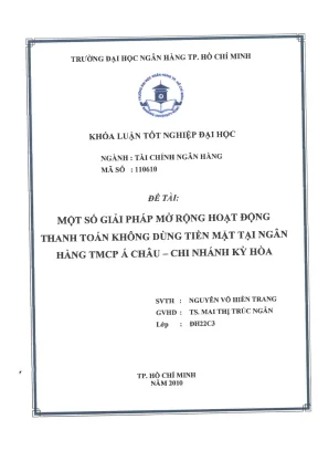 Một số giải pháp mở rộng hoạt động thanh toán không dùng tiền mặt tại ngân hàng tmcp á châu chi nhánh kỳ hoà khóa luận tốt nghiệp đại học