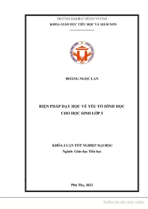 Khóa luận tốt nghiệp biện pháp dạy học về yếu tố hình học cho học sinh lớp 5