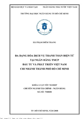 Đa dạng hóa dịch vụ thanh toán điện tử tại ngân hàng tmcp đầu tư và phát triển việt nam chi nhánh thành phố hồ chí minh khóa luận tốt nghiệp đại học