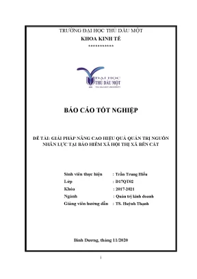 Khóa luận tốt nghiệp giải pháp nâng cao hiệu quả quản trị nguồn nhân lực tại bảo hiểm xã hội thị xã bến cát