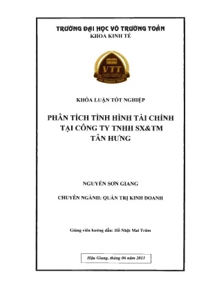 Khóa luận tốt nghiệp quản trị kinh doanh phân tích tình hình tài chính tại công ty tnhh sxtm tân hưng