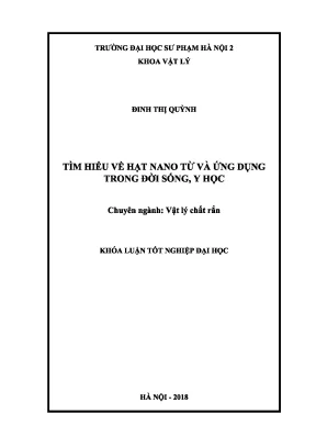 Khóa luận tốt nghiệp tìm hiểu về hạt nano từ và ứng dụng trong đời sống y học
