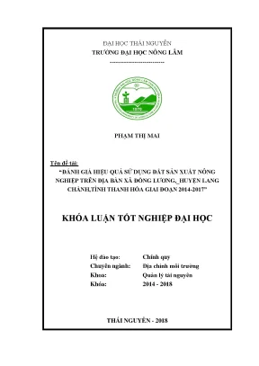 Khóa luận tốt nghiệp đánh giá công tác cấp gcn quyền sử dụng đất tại thị trấn sông cầu huyện đồng hỷ tỉnh thái nguyên giai đoạn 2015 2017