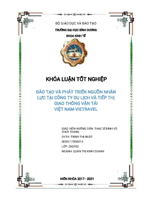 Đào tạo và phát triển nguồn nhân lực tại công ty du lịch và tiếp thị giao thông vận tải việt nam vietravel khóa luận tốt nghiệp