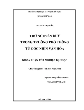 Khoá luận tốt nghiệp đại học thơ nguyễn khoa điềm trong trường trung học từ góc nhìn văn hóa