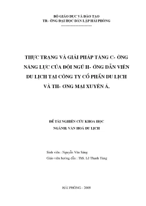 Khoá luận tốt nghiệp thực trạng và giải pháp tăng cường năng lực của đội ngũ hướng dẫn viên du lịch tại công ty cổ phần du lịch và thương mại xuyên á