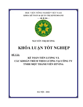Kế toán tiền lương và các khoản trích theo lương tại công ty tnhh một thành viên htvina khóa luận tốt nghiệp