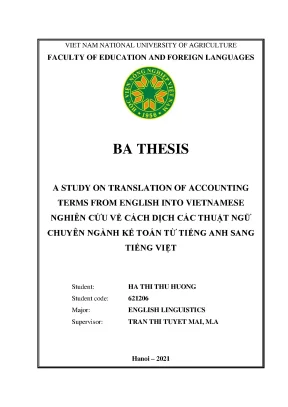 Khóa luận tốt nghiệp a study on translation of accounting terms from english into vietnamese