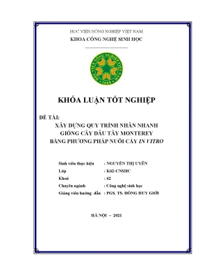 Khóa luận tốt nghiệp xây dựng quy trình nhân nhanh giống cây dâu tây monterey bằng phương pháp nuôi cấy in vitro