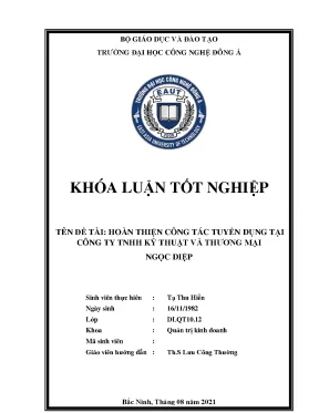 Hoàn thiện công tác tuyển dụng tại công ty tnhh kỹ thuật và thương mại ngọc diệp khoá luận tốt nghiệp tạ thu hiền