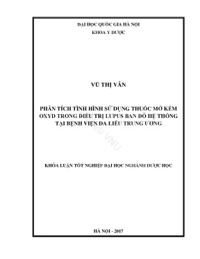 Khóa luận tốt nghiệp đại học ngành dược học phân tích tình hình sử dụng thuốc mỡ kẽm oxyd trong điều trị lupus ban đỏ tại bệnh viện da liễu trung ương