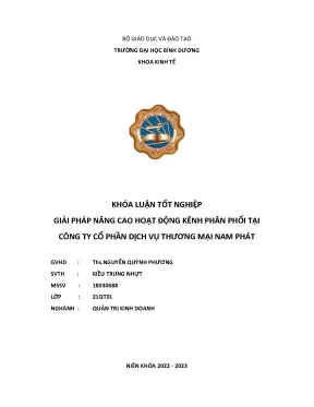 Giải pháp nâng cao hoạt động kênh phân phối tại công ty cổ phần dịch vụ thương mại nam phát khóa luận tốt nghiệp