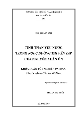 Khóa luận tốt nghiệp tinh thần yêu nước trong ngọc đường thi văn tập của nguyễn xuân ôn