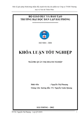 Khoá luận tốt nghiệp một số giải pháp marketing nhằm đẩy mạnh tiêu thụ sản phẩm tại công ty tnhh thương mại và vận tải thiên phúc