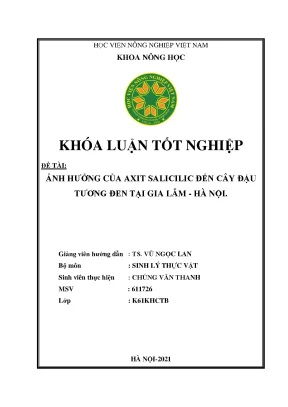 Khóa luận tốt nghiệp ảnh hưởng của axit salicilic đến cây đậu tương đen tại gia lâm hà nội