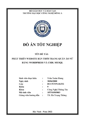 Phát triển website bán hàng quần áo bằng wordpress và csdl mysql đồ án tốt nghiệp