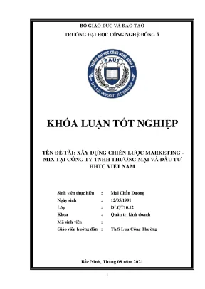 Xây dựng chiến lược marketing mix tại công ty tnhh thương mại và đầu tư hhtc việt nam khoá luận tốt nghiệp