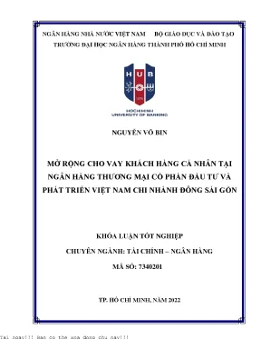 Mở rộng cho vay khách hàng cá nhân tại ngân hàng thương mại cổ phần đầu tư và phát triển việt nam chi nhánh đông sài gòn khóa luận tốt nghiệp đại học