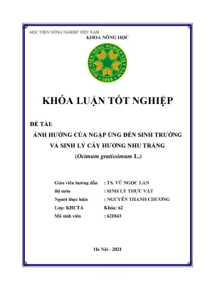 Khóa luận tốt nghiệp ảnh hưởng của ngập úng đến sinh trưởng và sinh lý cây hương nhu trắng ocimum gratissimum l