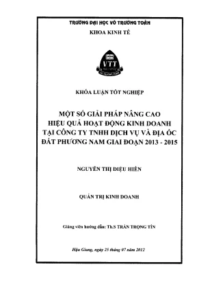 Khóa luận tốt nghiệp quản trị kinh doanh một số giải pháp nâng cao hiệu quả hoạt động kinh doanh tại công ty tnhh dịch vụ và địa ốc đất phương nam giai đoạn 20132015